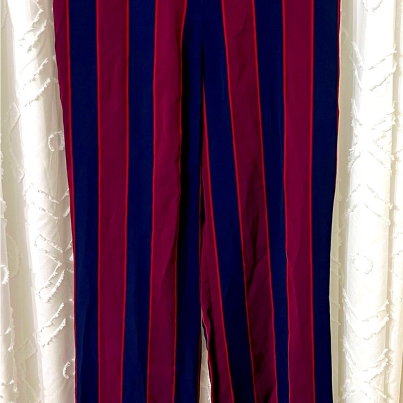 EXPRESS WOMEN PANTS SUPER HIGH RISE WIDE LEG NAVY AND DARK RED SIZE 2R NWT - Picture 3 of 6